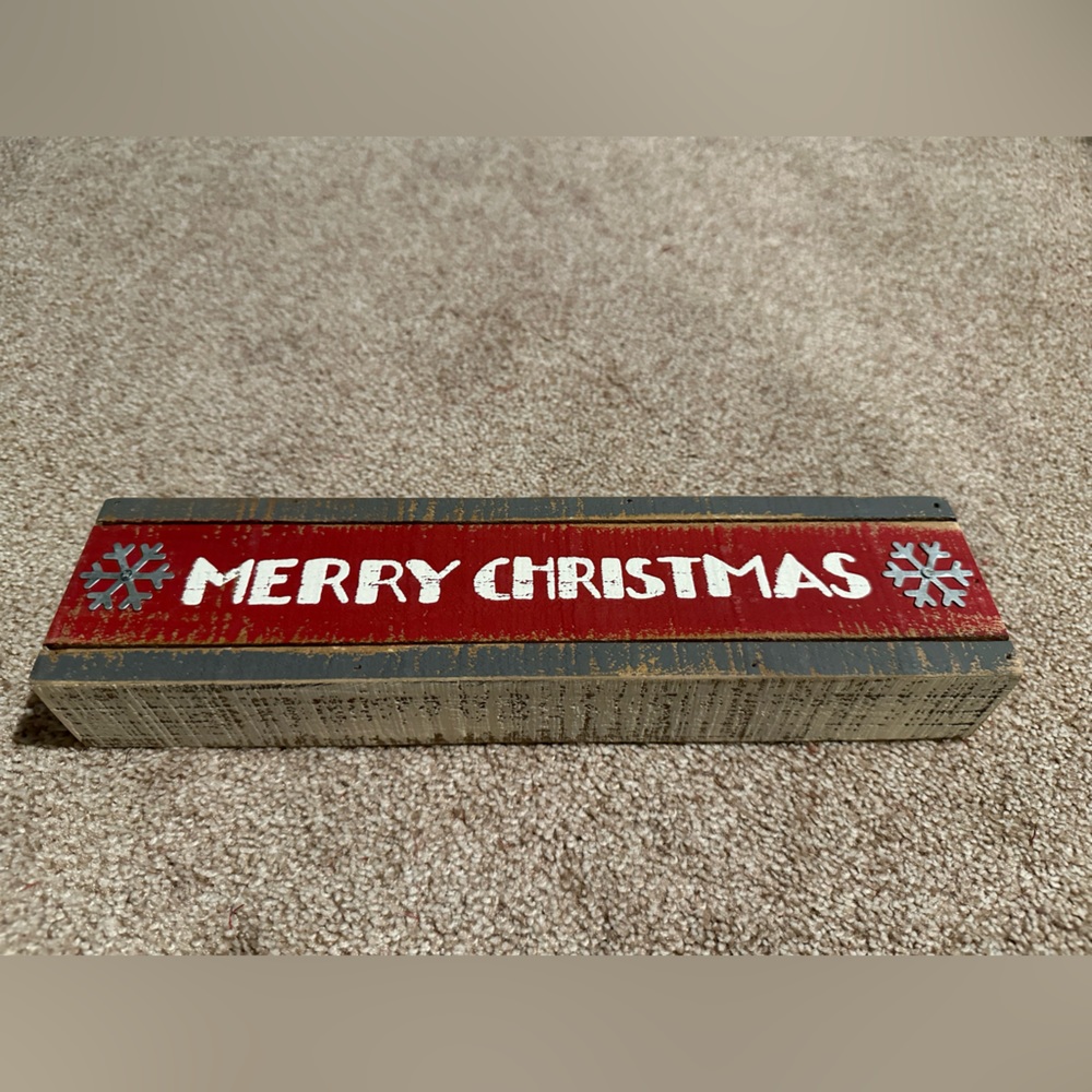 Merry Christmas Block - 12x3x1.75 Inches